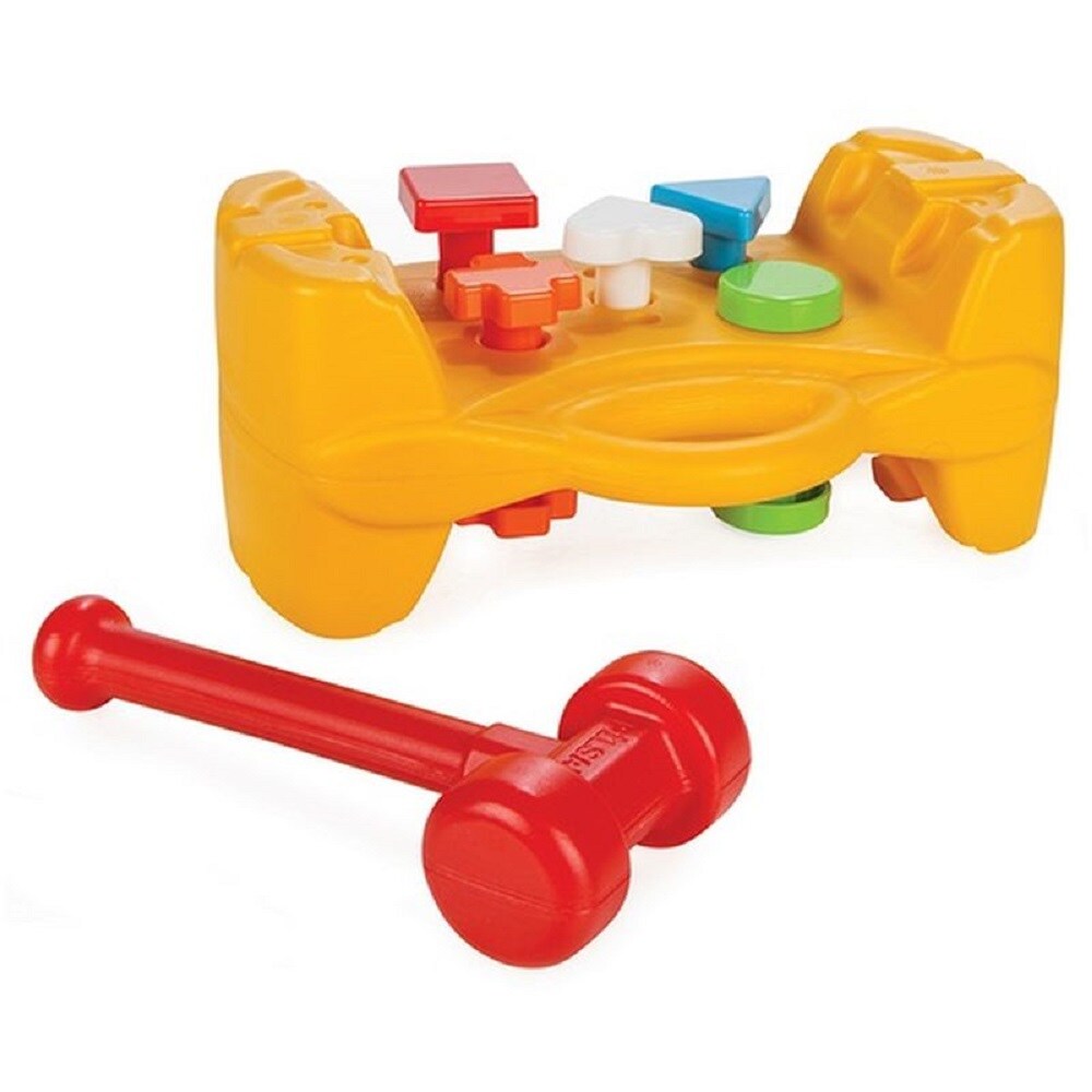 Pilsan 03272 Hammerspiel ab 10 Monate, Motorikspiel, bunte Formen, Hammer 