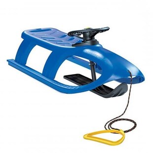 Kinderschlitten Bullet Control blau, Kunststoff, lenkbar, Kufe, Lenkrad mit Hupe 
