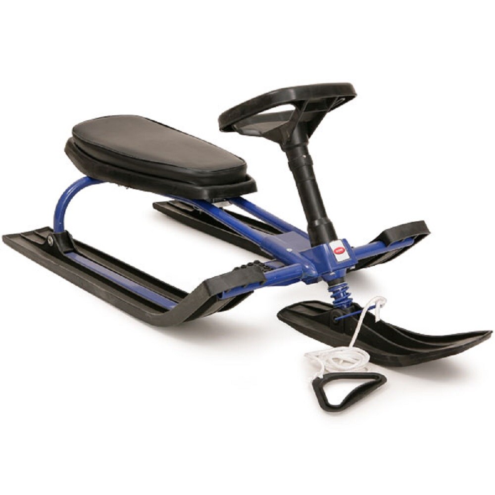 Kinderschlitten Snejko Snowy mit Lenkrad, Lenkschlitten, ab 3 Jahre mit Zugseil blau 