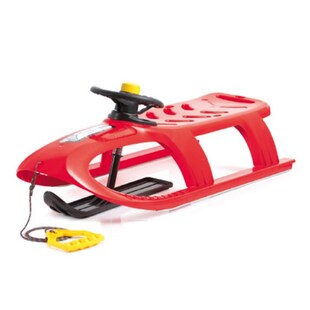 Kinderschlitten Bullet Control rot, Kunststoff, lenkbar, Kufe, Lenkrad mit Hupe 