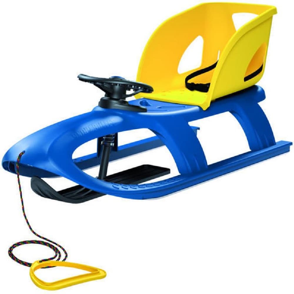 Kinderschlitten Bullet Control blau mit abnehmbarem Sitz und Lenkrad mit Hupe 