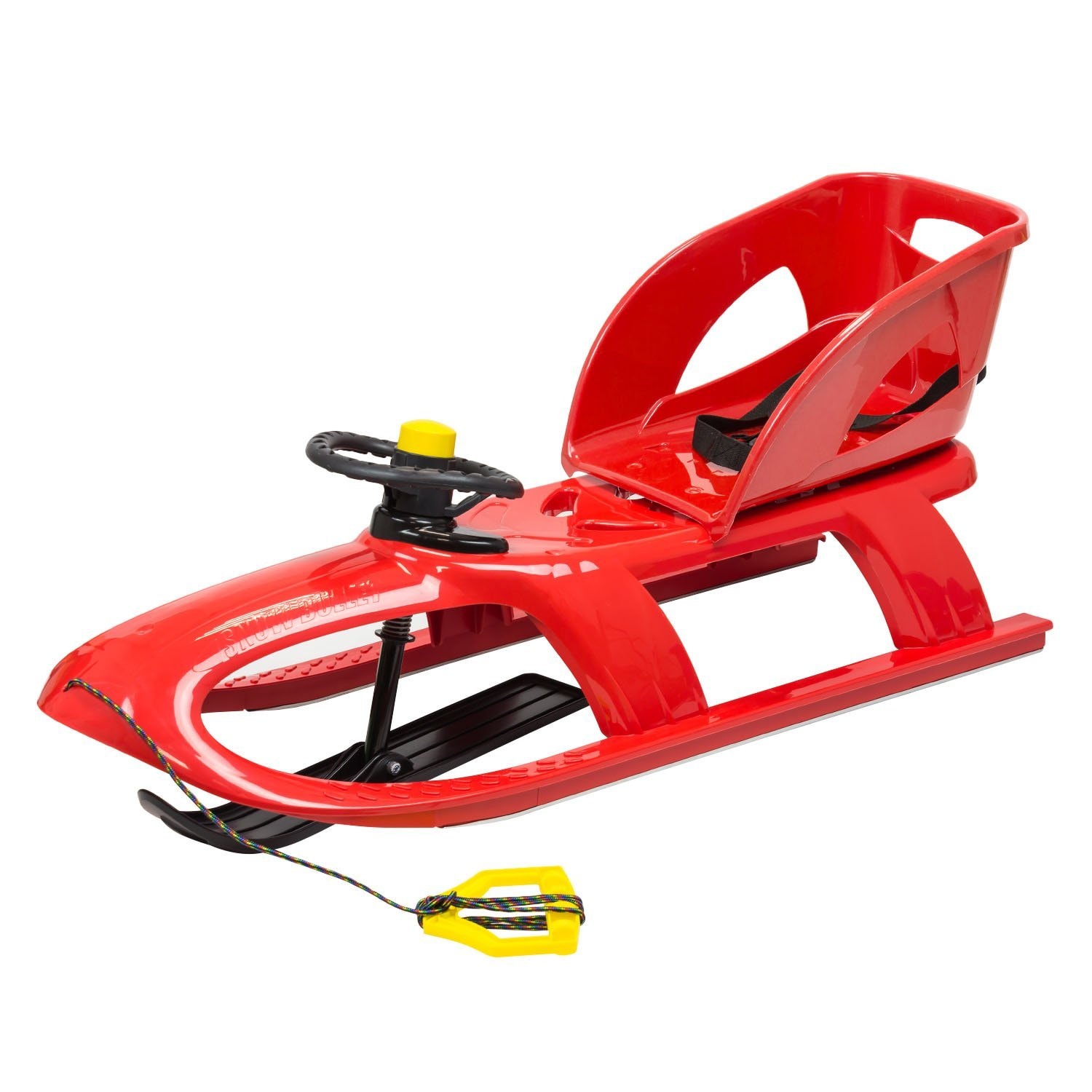 Kinderschlitten Bullet Control rot mit abnehmbarem Sitz und Lenkrad mit Hupe 