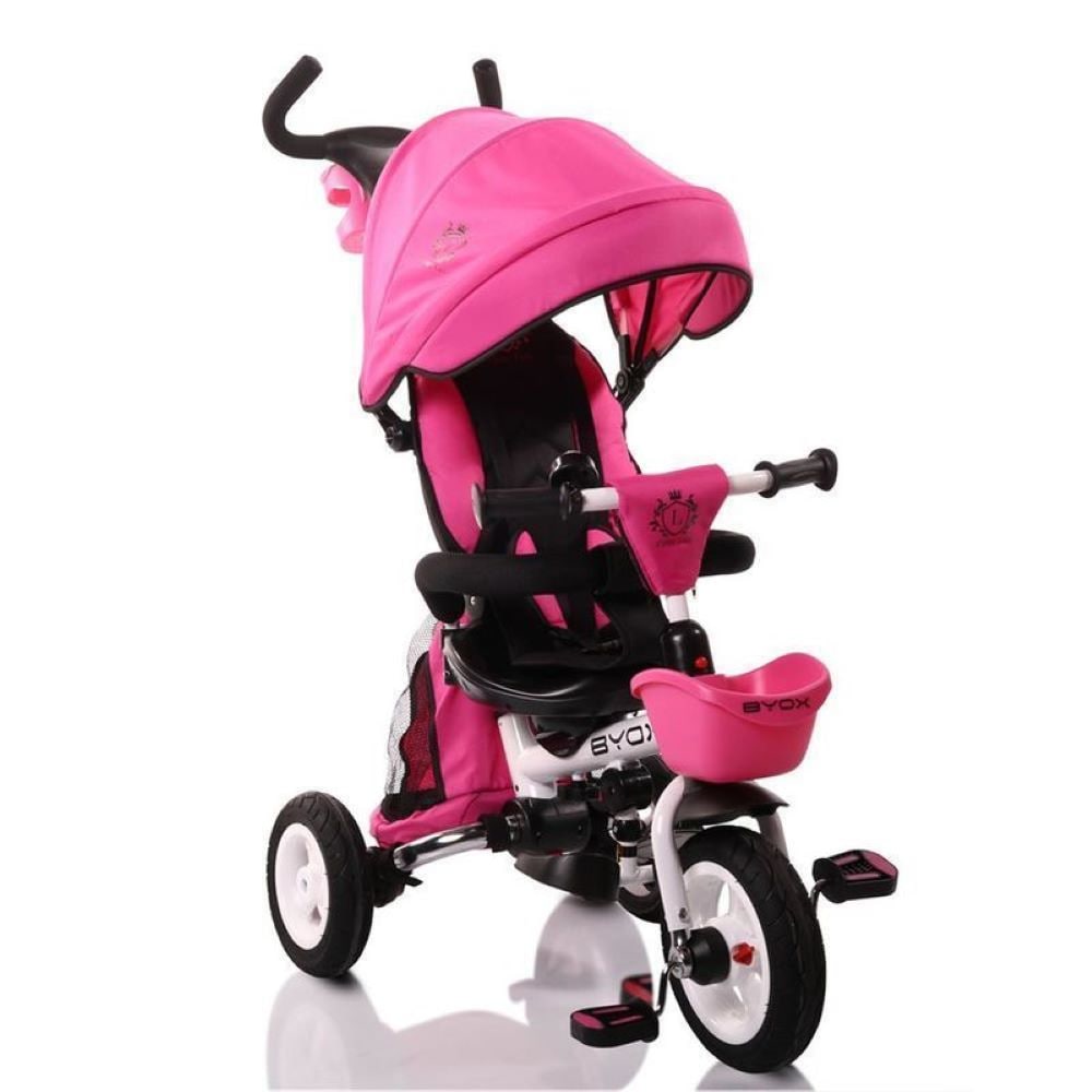 Byox Tricycle Flexy Lux 3 in 1 Dreirad, klappbar, Gummireifen, drehbarer Sitz pink 