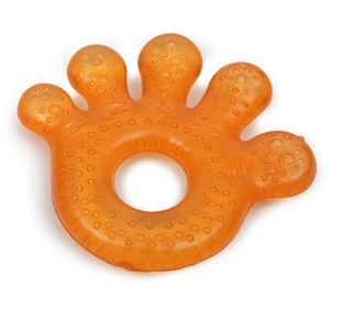 Beißring Pfote T1205 orange, Kühlbeißring als Zahnungshilfe massiert und lindert 