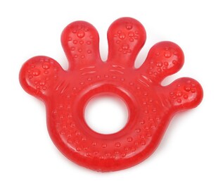 Beißring Pfote T1205 rot, Kühlbeißring als Zahnungshilfe massiert und lindert 