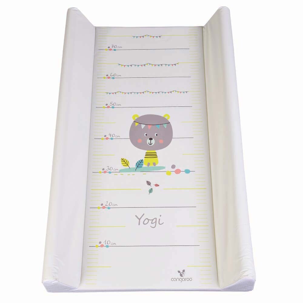 Cangaroo Wickelauflage 50 x 80 cm Yogi, seitlicher Rand, integriertes Ma&szlig;band 