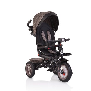 Tricycle, Dreirad Jockey Gummireifen Musik Sitz drehbar Schubstange verstellbar beige 