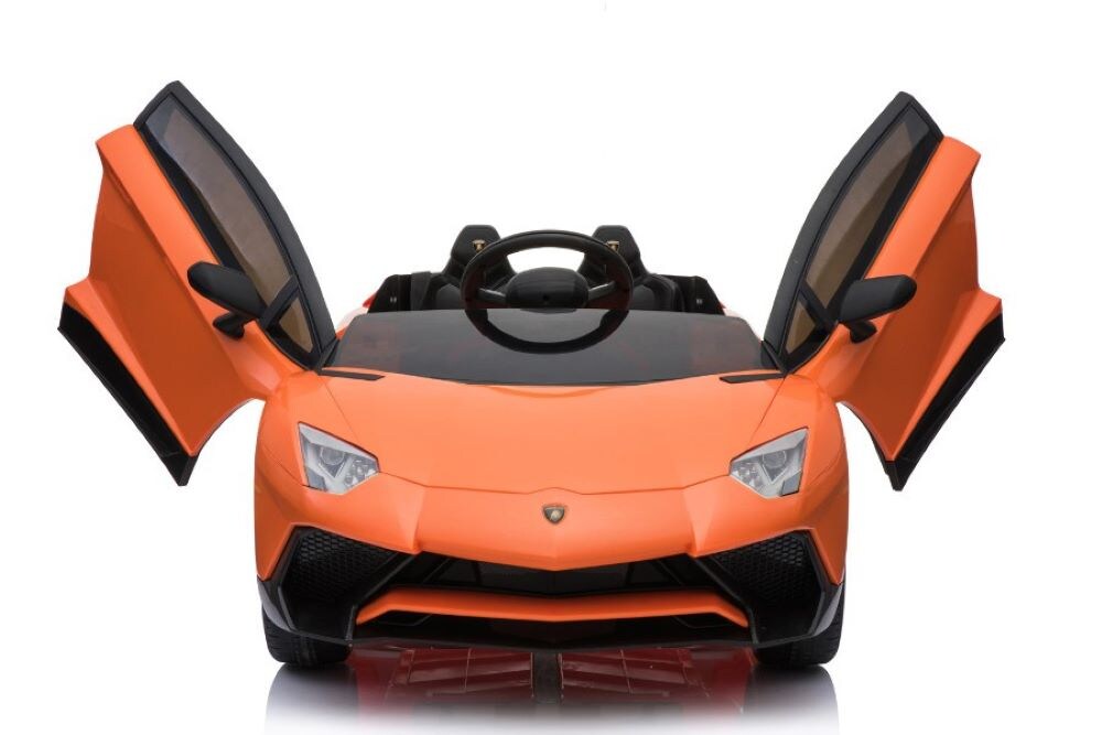 ES-Toys Kinder Elektroauto Lamborghini Aventador SV EVA-Reifen Kunstledersitz orange 