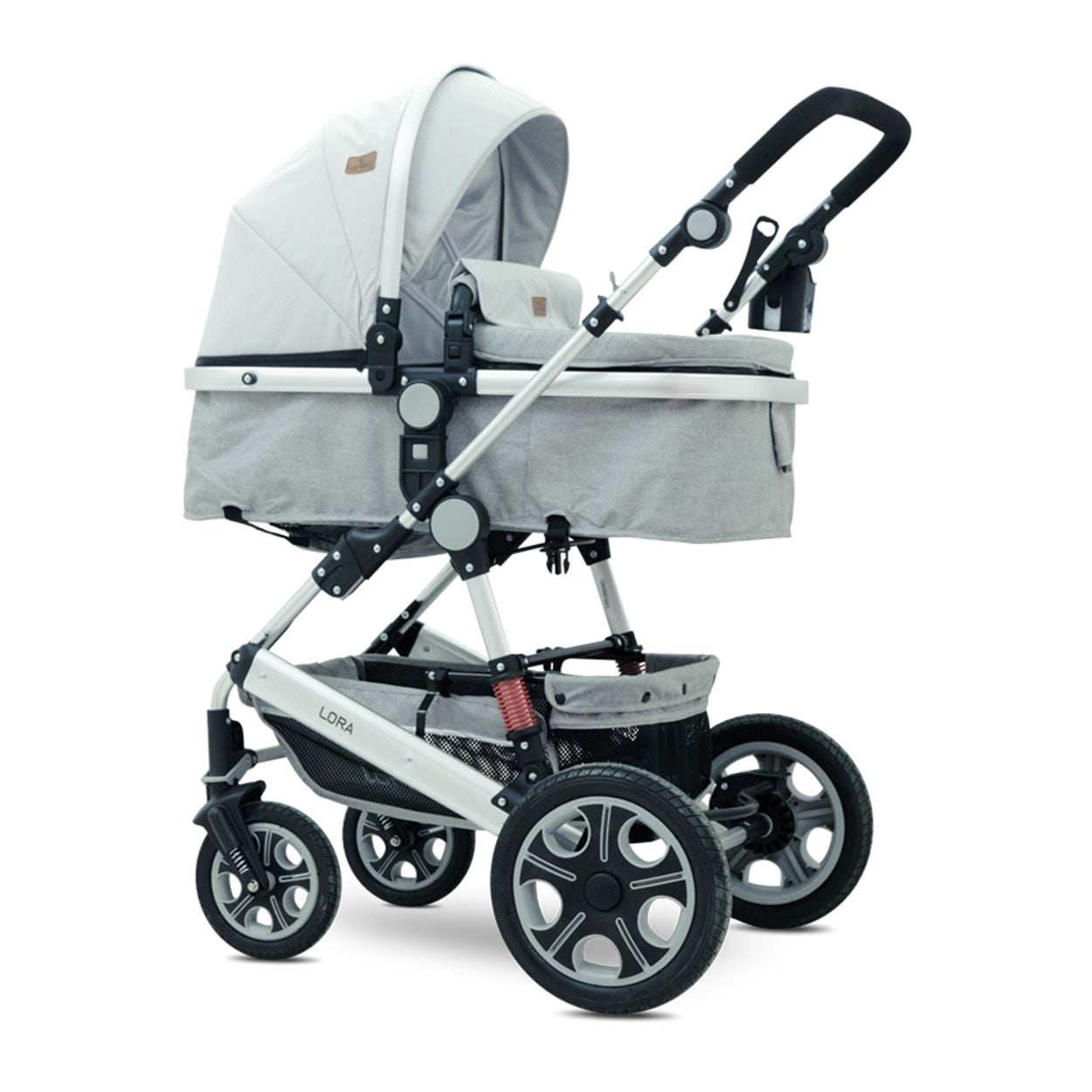 Lorelli Kinderwagen Lora faltbar Gummir&auml;der Tragetasche Sportsitz Fu&szlig;abdeckung grau 