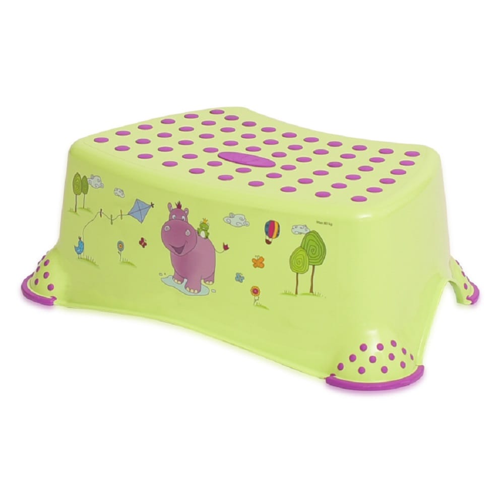 Lorelli einstufiger Kinder Badhocker Hippo, Tritthocker rutschfest, Gummi-Noppen in gr&uuml;n 