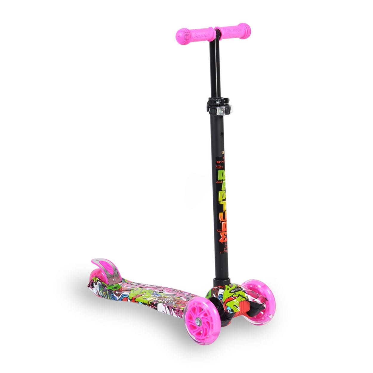Byox Kinderroller Rapture, Aluminium Scooter mit LED-R&auml;dern, Wassertransferdruck rosa 