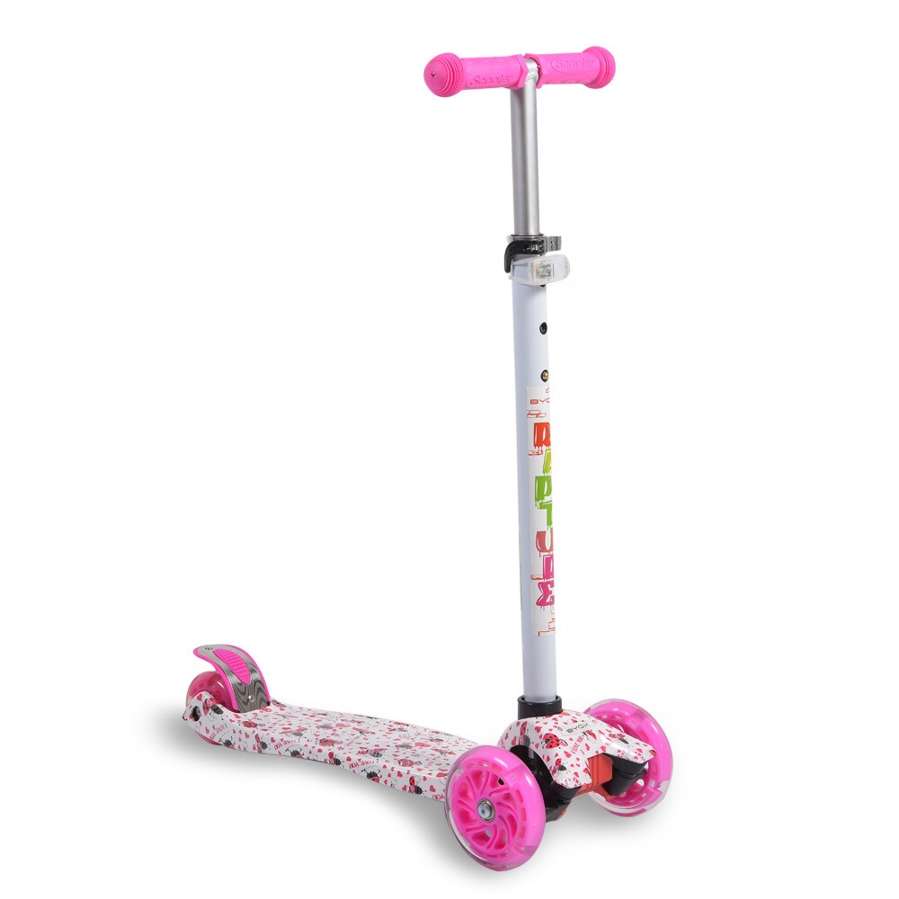Byox Kinderroller Scooter Rapture aus Alu, Wassertransferdruck, PU Leuchtr&auml;der wei&szlig; 