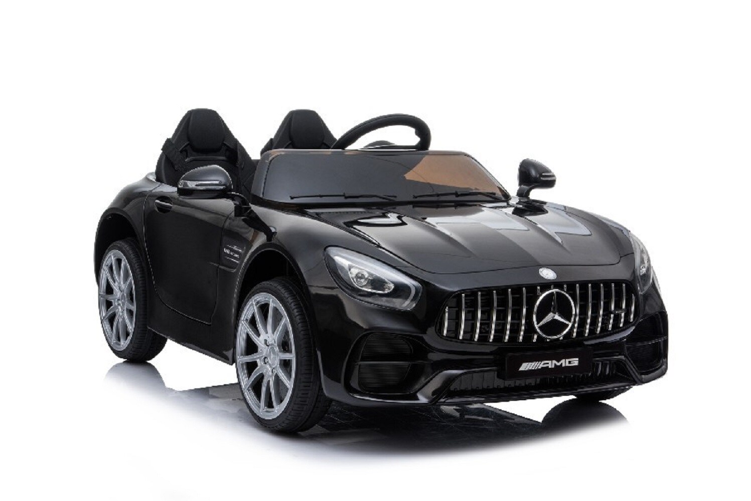 ES-Toys Kinder Elektroauto Zweisitzer Mercedes AMG GT schwarz EVA-Reifen Radio 