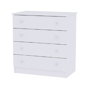 Lorelli Kommode Dresser 81 x 50 x 86 cm, 4 große Schubladen, schnelle Montage in weiß 