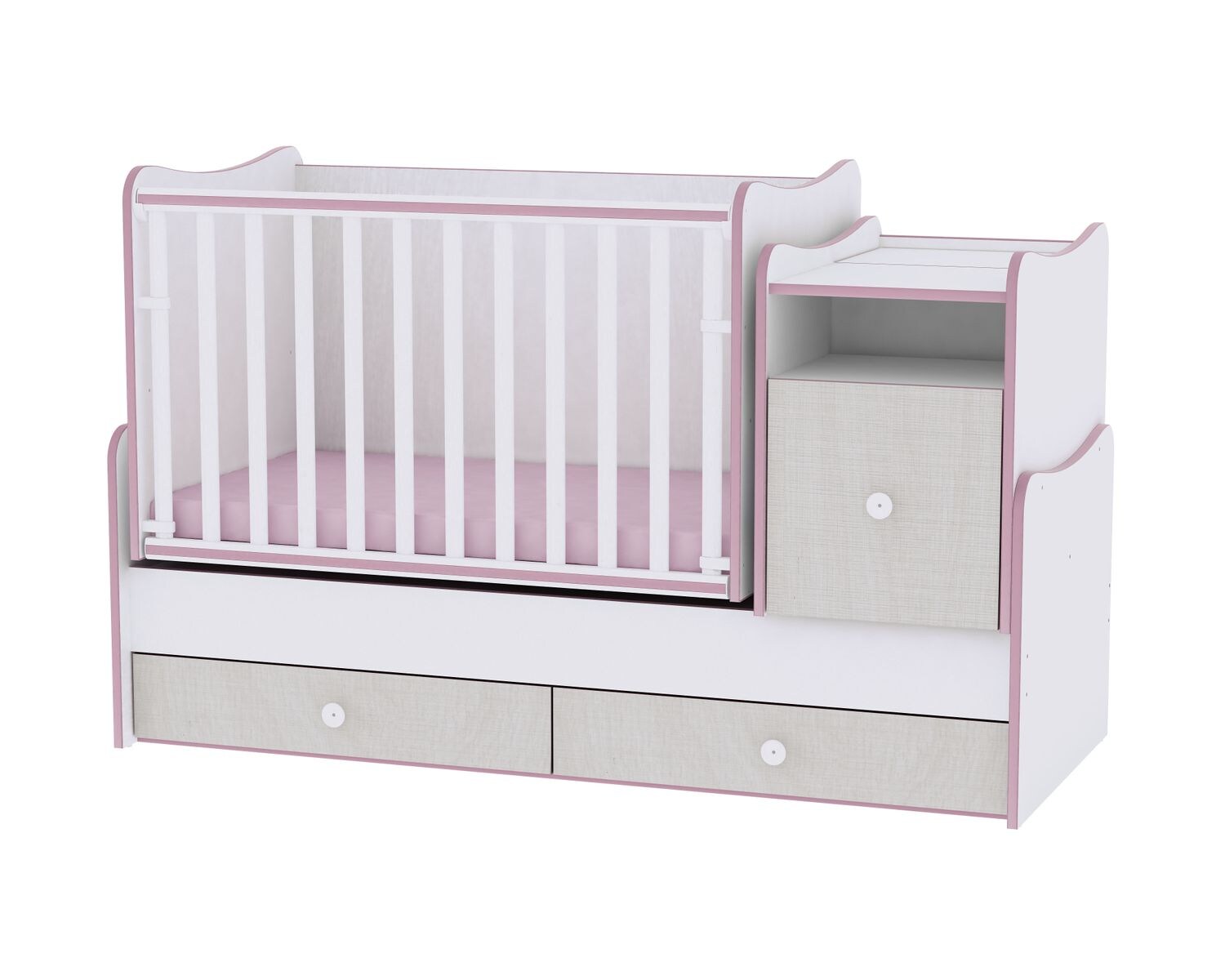 Lorelli Babybett Trend Plus NEW Schaukelfunktion Jugendbett Kommode Schreibtisch rosa 