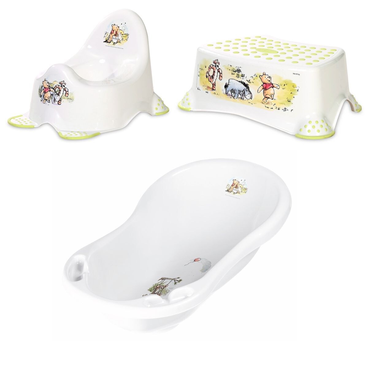 Comic-Set Babybadewanne, Töpfchen, Badhocker, ergonomisch, praktisch