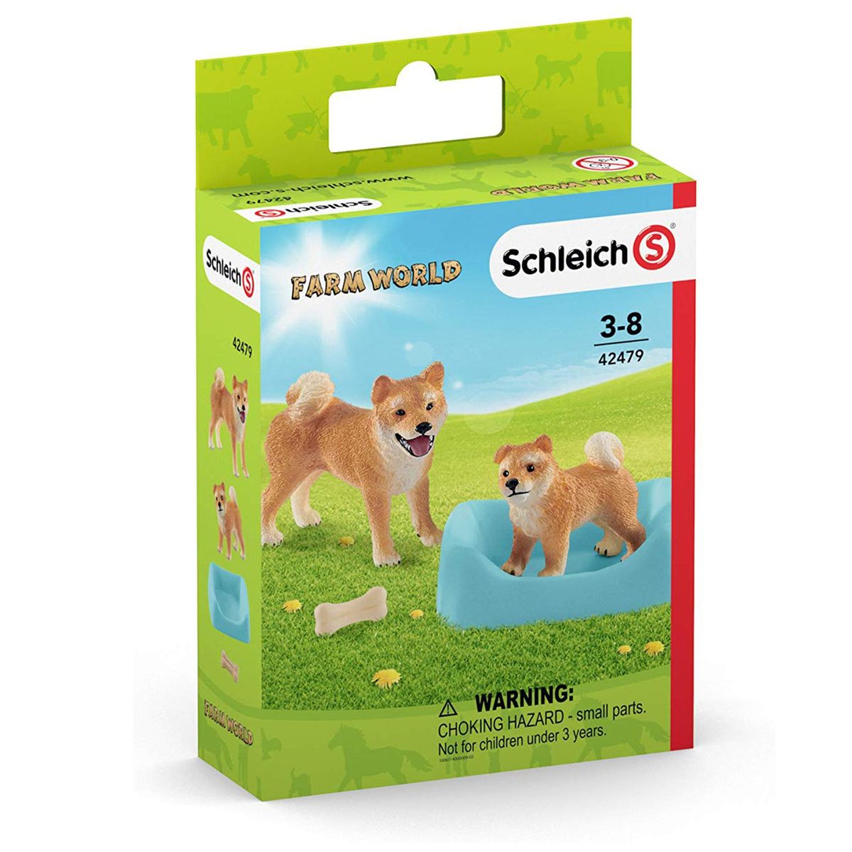 Schleich 42479 - Farm World - Spielset, Mutter und Welpe, Shiba Inu 