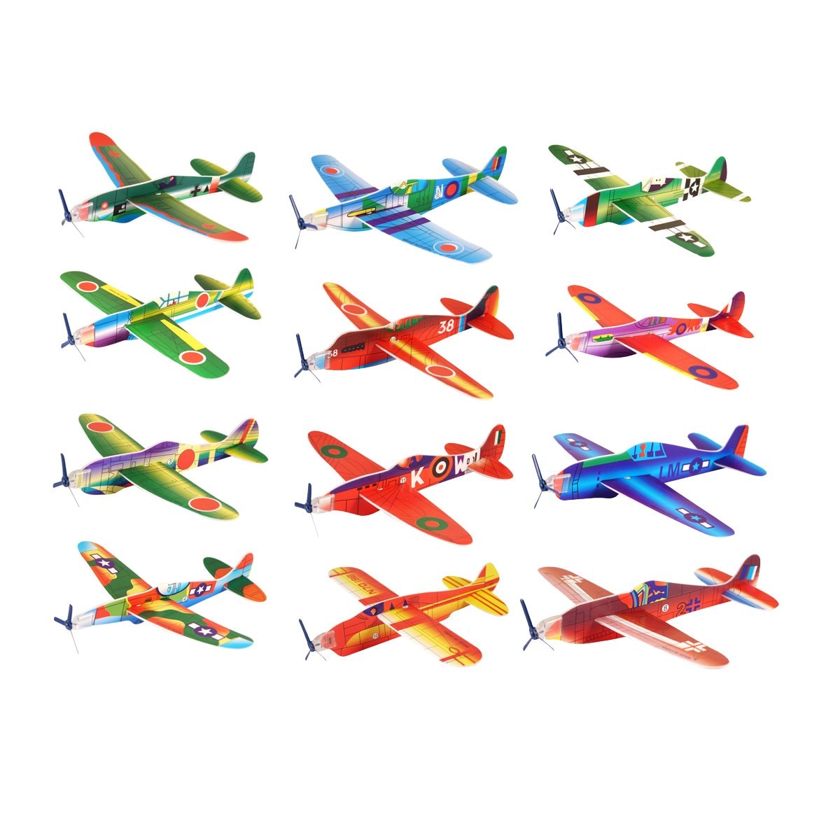 Outless 11927300 BUNDLE - Power Prop Flying Gliders - 12 Styropor-Flieger zum Zusammenbauen, 12 verschiedene Designs 