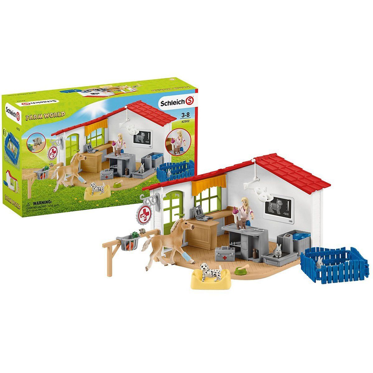 Schleich 42502 - Farm World - Tierarzt Praxis mit Haustieren 