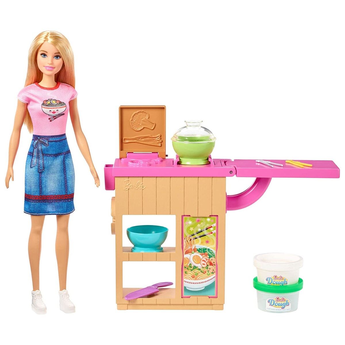 GHK43 - Barbie - You can be anything - Puppe, Pasta Spielset mit Zubehör und Knete