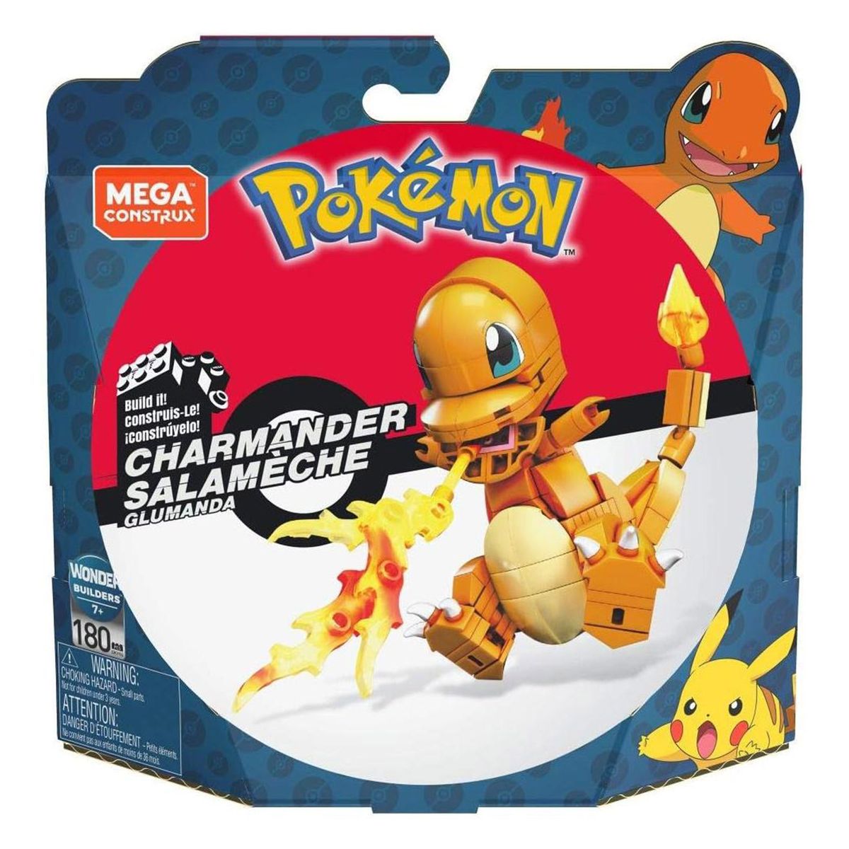 Mattel GKY96 - Mega - Pok&eacute;mon - Glumanda, Klemmbaustein-Set, 180 Teile 