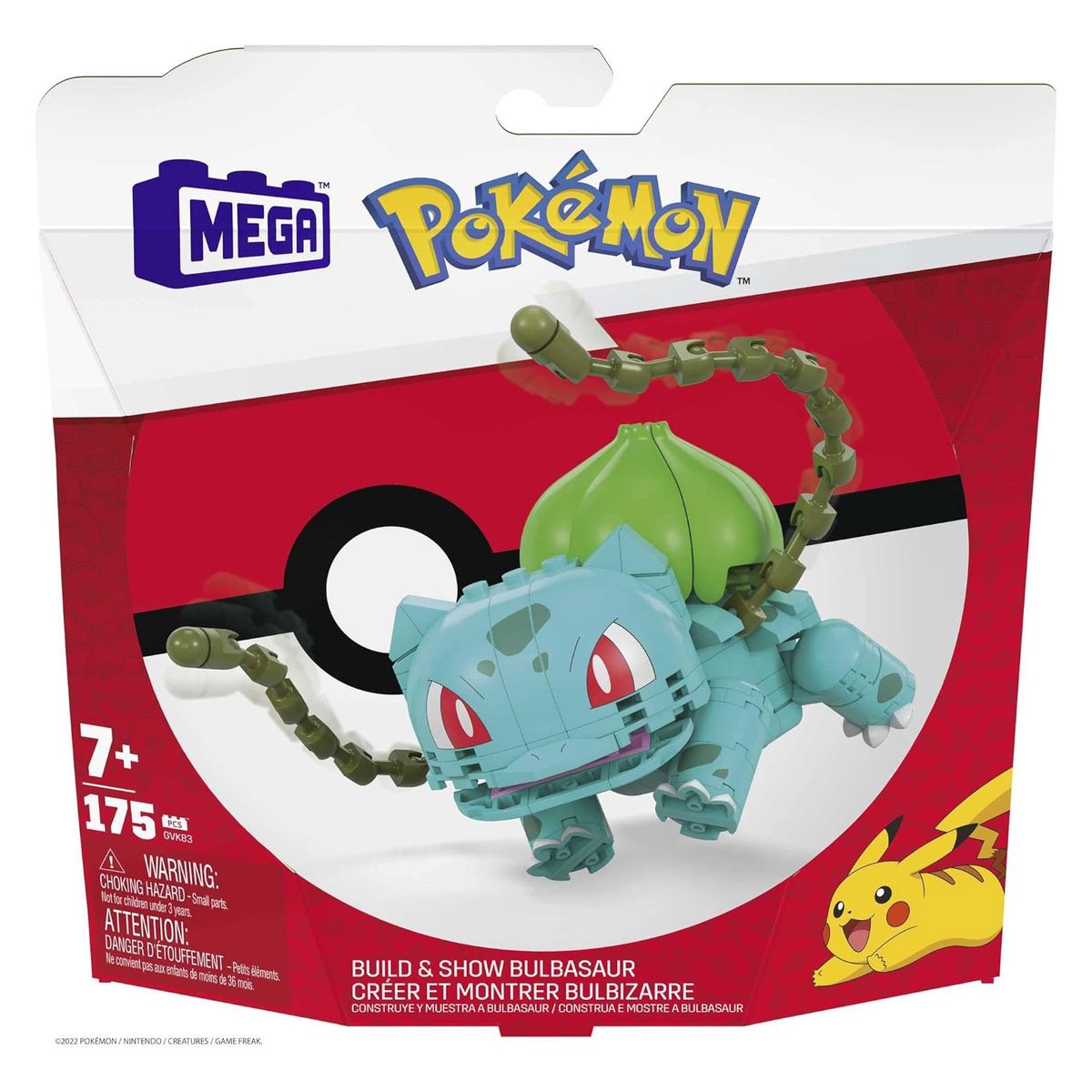 Mattel GVK83 - MEGA - Pok&eacute;mon - Bisasam Klemmbausteine-Satz, 175 Teile 