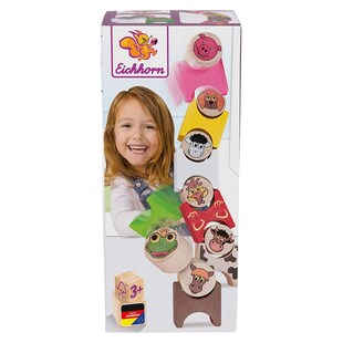 Simba 100072315 - Eichhorn - Holz-Stapeltiere, 14 Teile, Bauernhof 