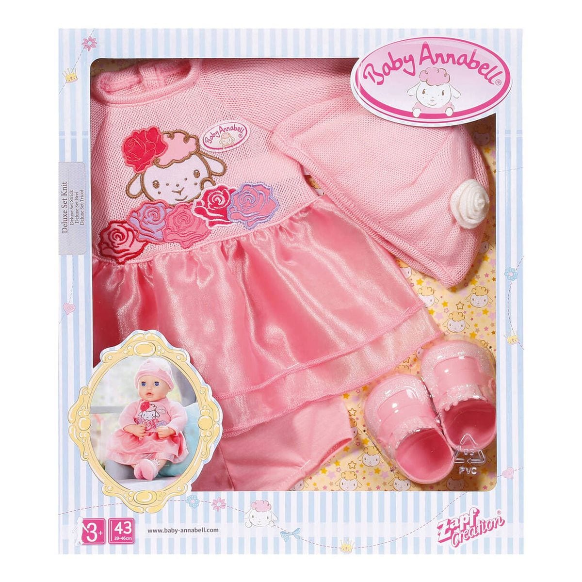 Zapf 701966 - Baby Annabell - Deluxe Set, 43 cm, Strick Outfit 