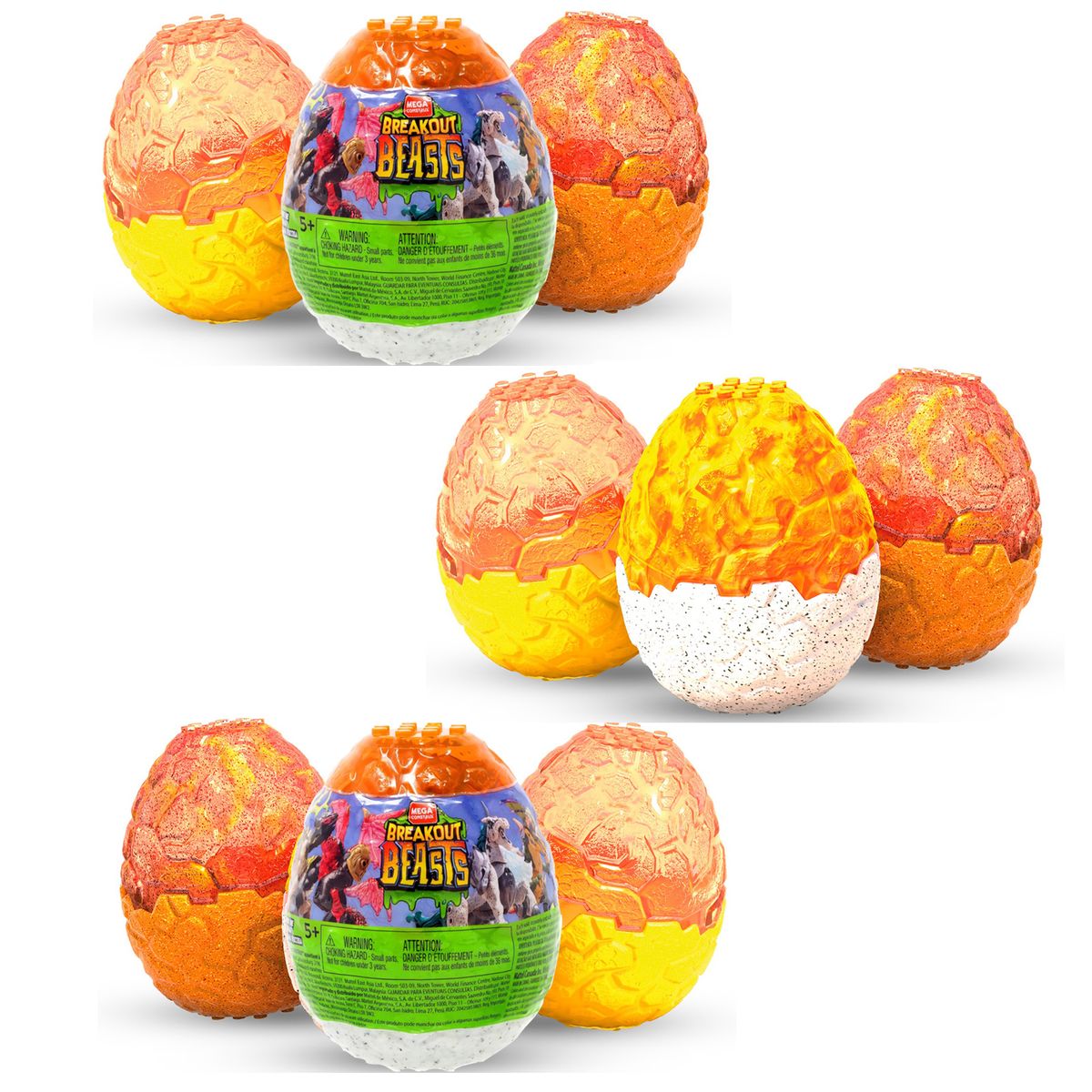 Mattel GLK05 BUNDLE - Mega Construx - Breakout Beasts - 9 Schleim-Eier mit 9 verschiedenen Figuren 