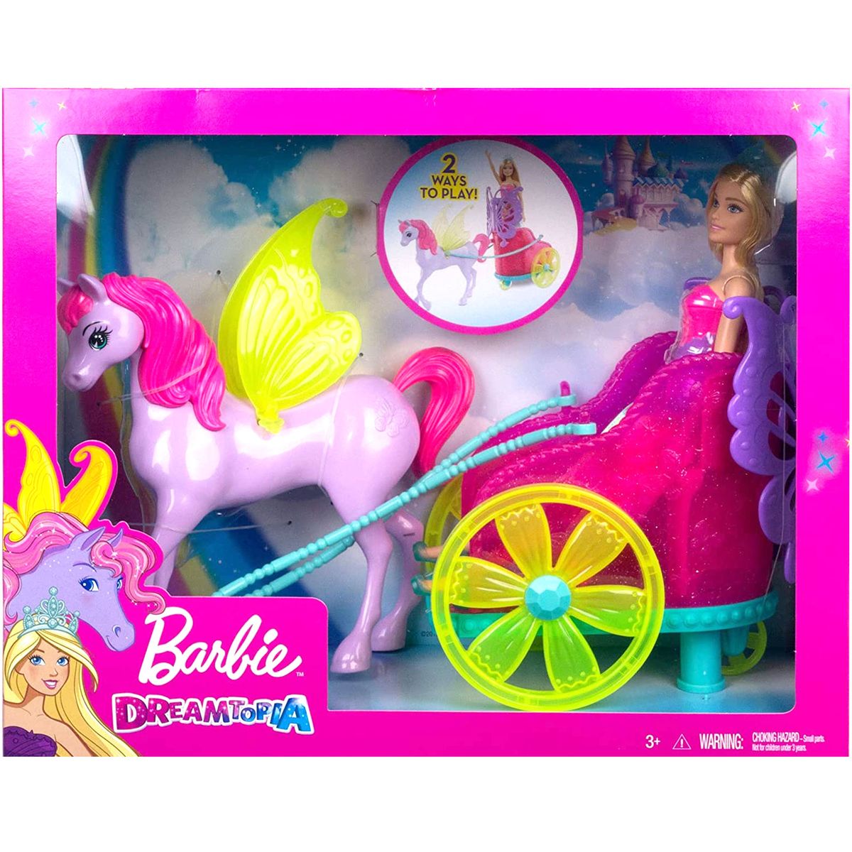 Mattel GJK53 - Barbie - Dreamtopia - Prinzessin Puppe mit Fantasie Pferd und Kutsche 