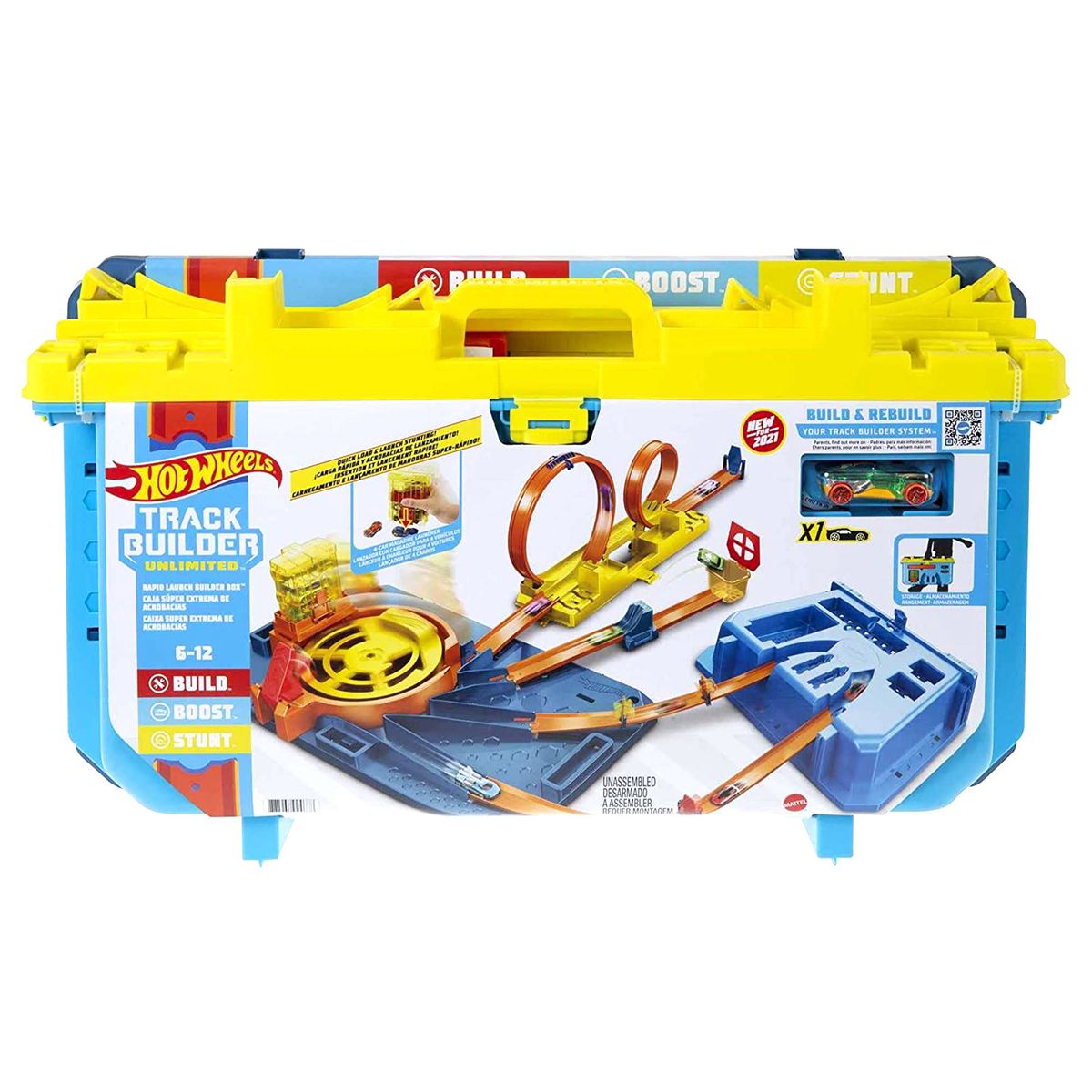 Mattel GVG11 - Hot Wheels - Track Builder Unlimited - Schnellstarter-Box mit einem Fahrzeug 