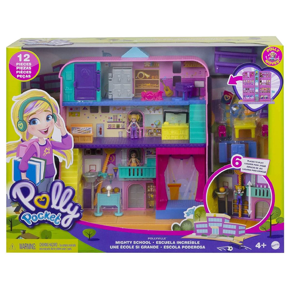 Mattel GVY51 - Polly Pocket - starring Shani - Schule - Spielset mit 2 Puppen und Zubeh&ouml;r 