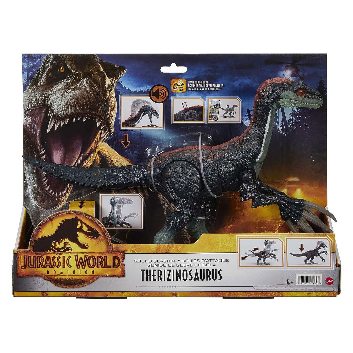 Mattel GWD65 - Jurassic World - Sound Slashin' Slasher - Therizinosaurus Dino mit Ger&auml;uschen 