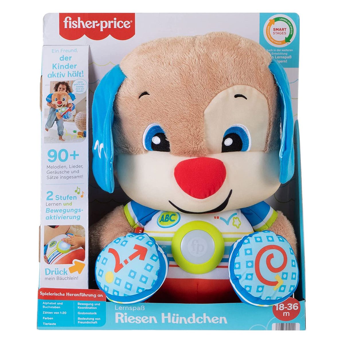 Mattel HCJ15 - Fisher-Price - Pl&uuml;schfigur mit Licht und Sound,  40cm, Lernspa&szlig; Riesen-H&uuml;ndchen 