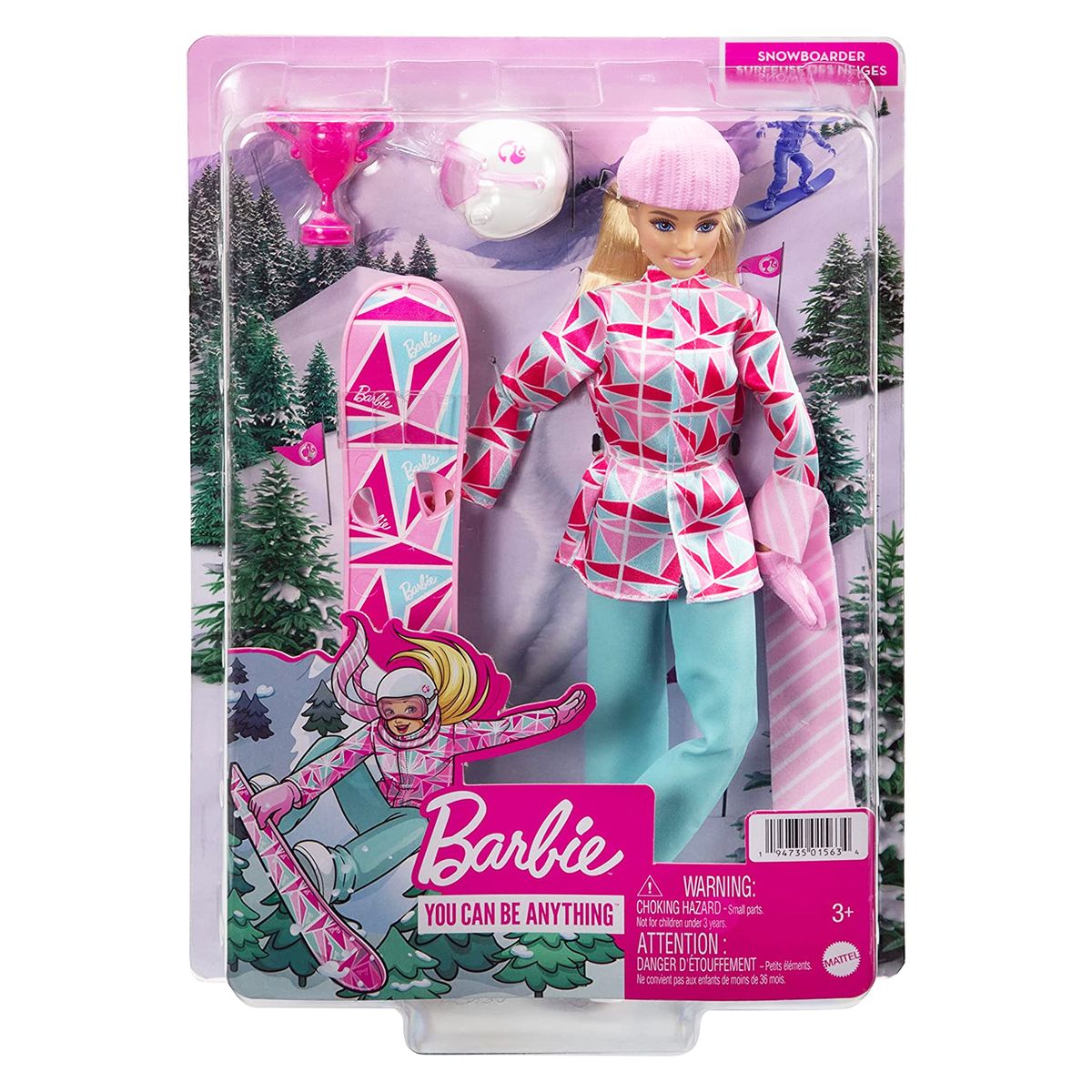 Mattel HCN32 - Barbie - You can be anything - Wintersport Puppe inkl. Zubeh&ouml;r, 30 cm, Spielset 