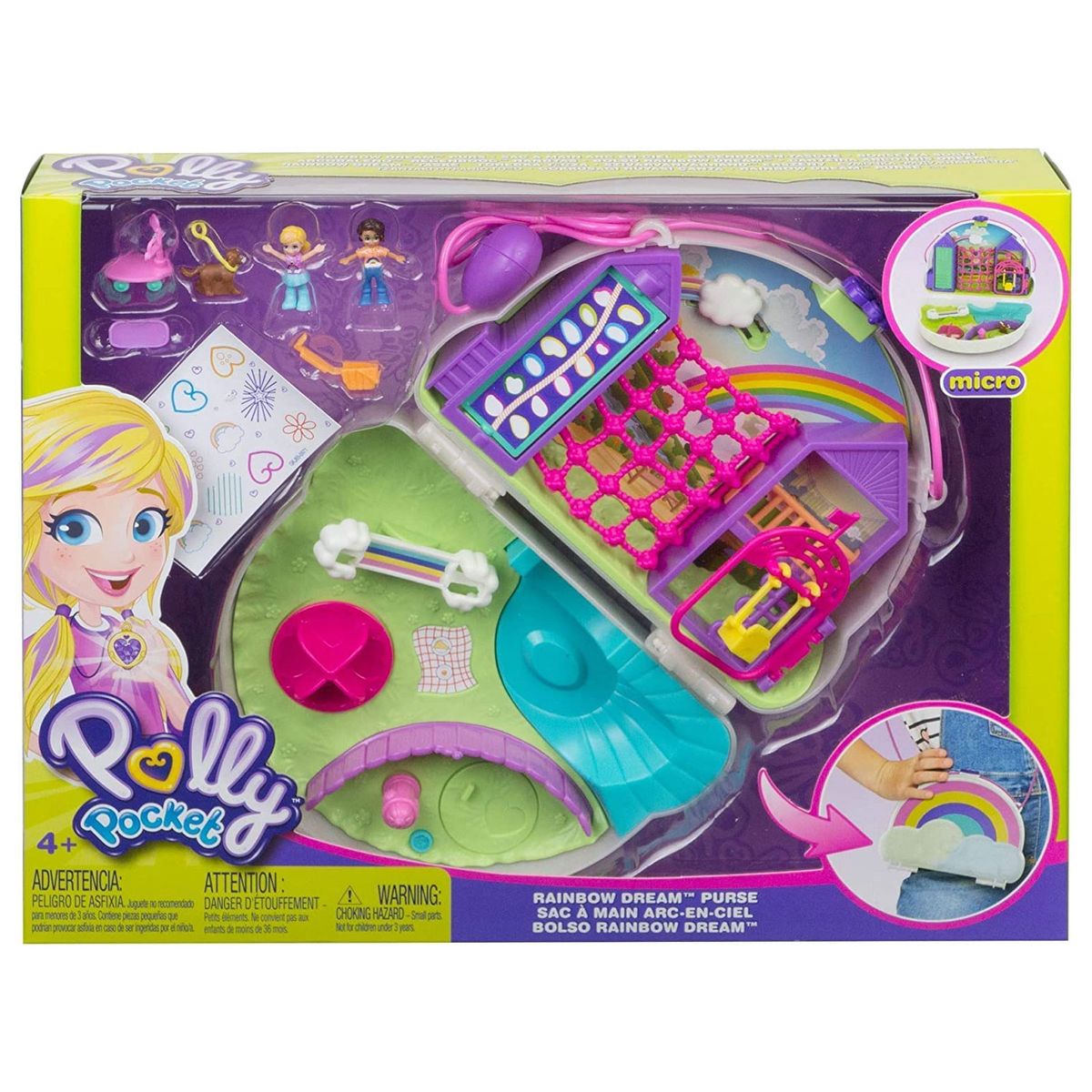 Mattel GKJ65 - Polly Pocket - Regenbogen-Tasche inkl. Figuren und Zubeh&ouml;r 