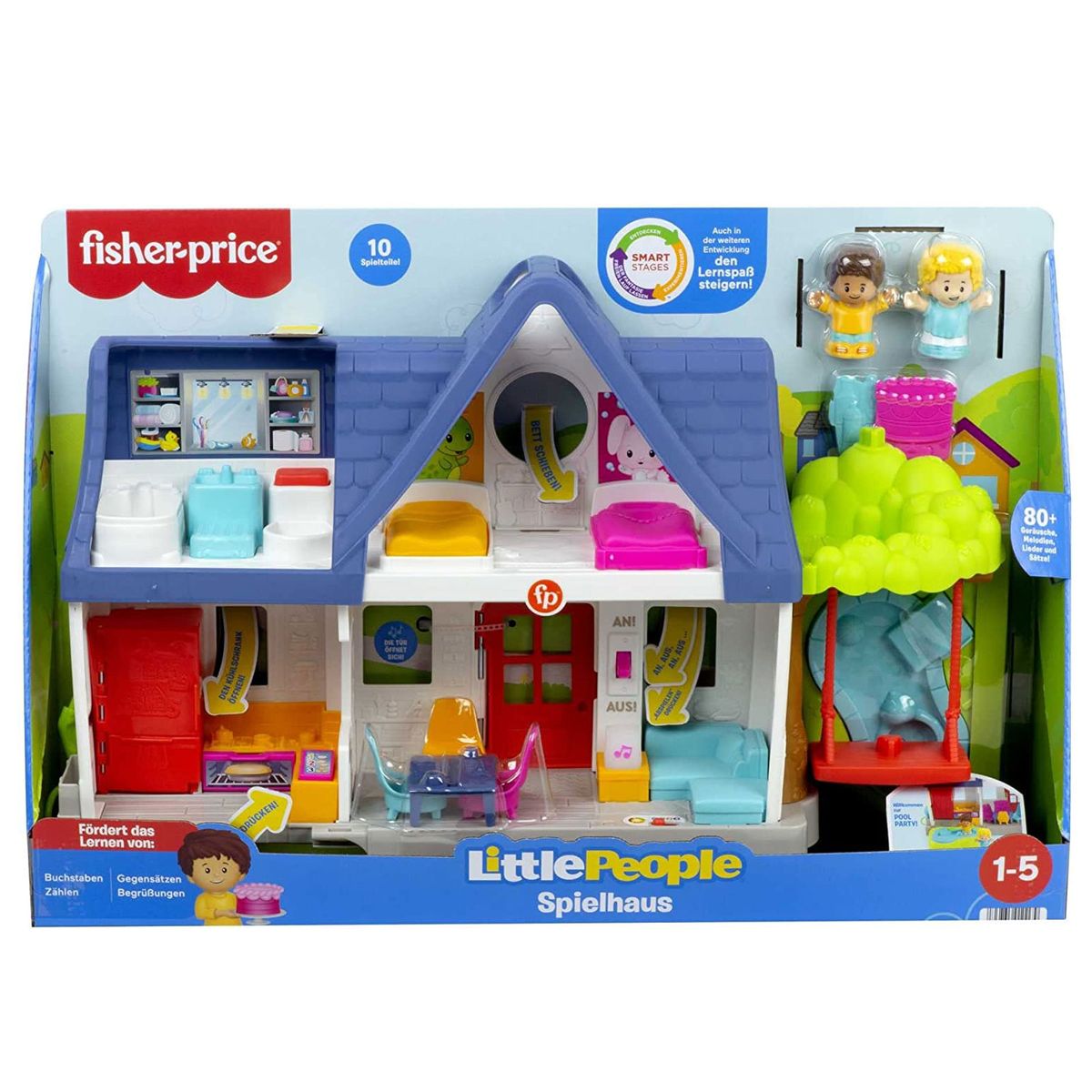 Mattel HCJ46 - Fisher-Price - Little People - Spielhaus mit Zubeh&ouml;r und Licht & Soundeffekten 