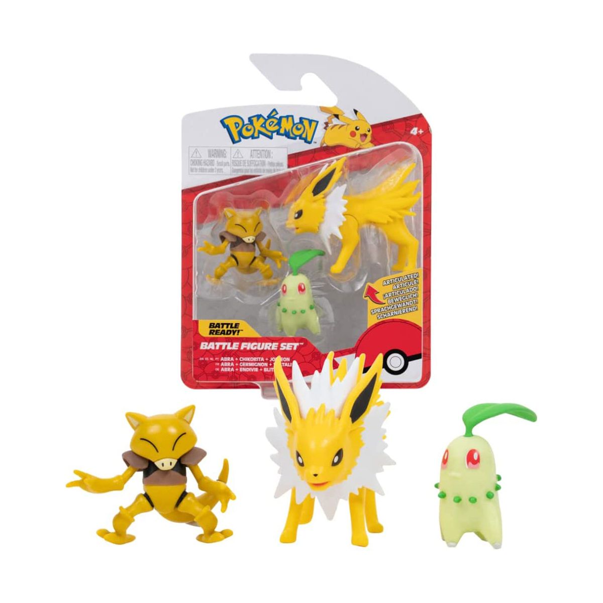 Jazwares PKW2349 - Pok&eacute;mon - Battle Figuren Set mit Endivie, Abra, Blitza 