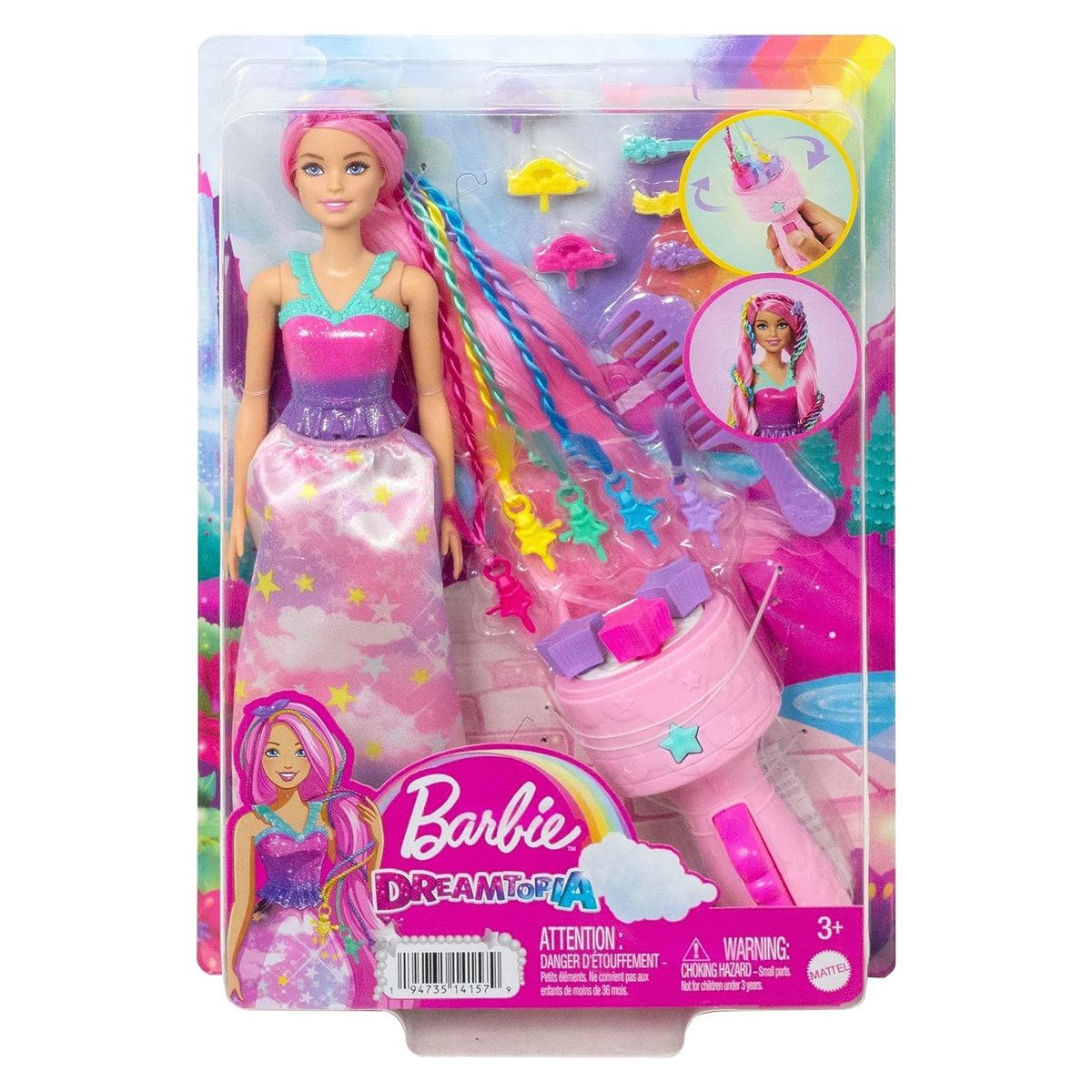 Mattel HNJ06 - Barbie - Dreamtopia - Flechtspa&szlig; inkl. Stylingwerkzeug und Haaraccessoires 