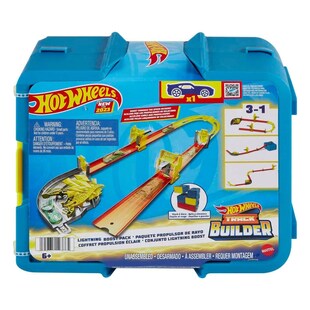 Mattel HMC03 - Hot Wheels - Track Builder - Blitz- Starter Set, Aufbewahrungsbox mit Track Bauteilen und einem Fahrzeug 