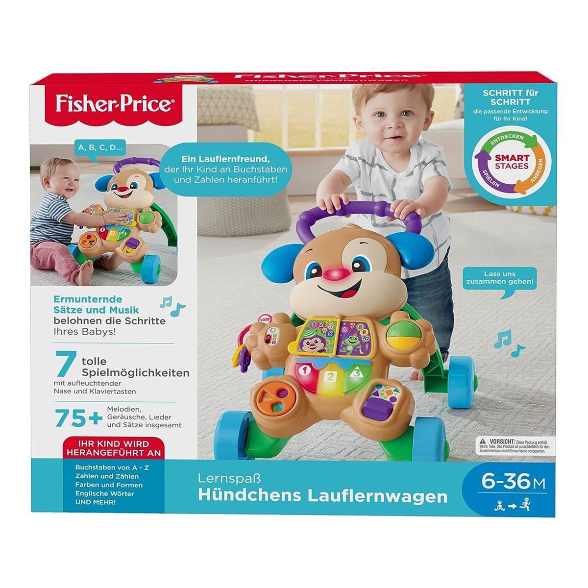 Mattel HBW51 - Fisher-Price - Lernspa&szlig; H&uuml;ndchens-Lauflernwagen 