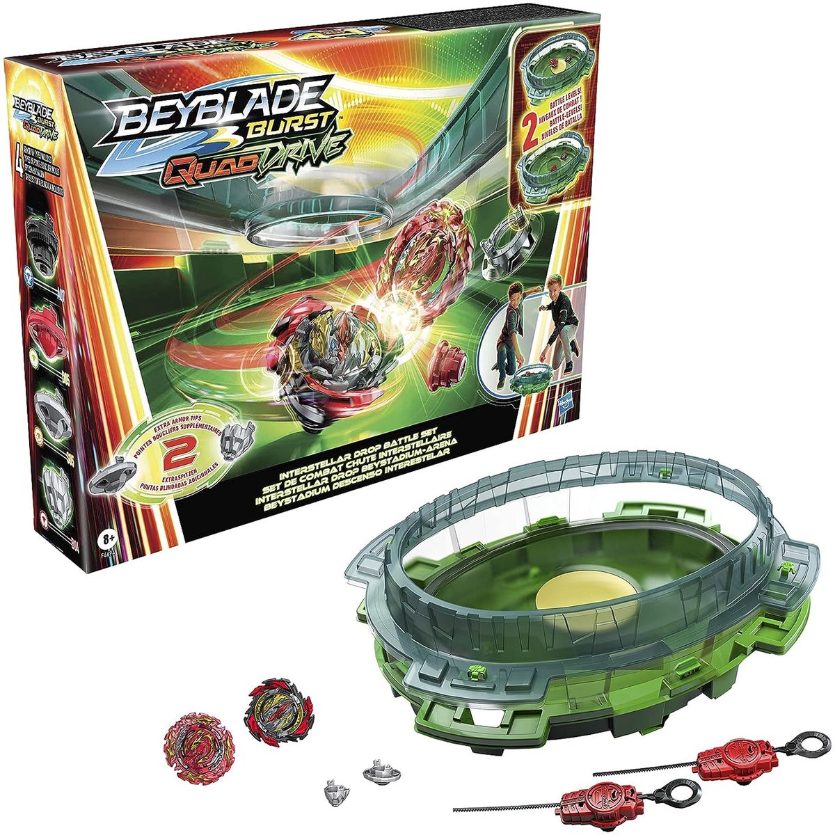 Hasbro F4694EU40 - Beyblade - Burst QuadDrive - Interstellar Drop Battle Set - Beystadium-Arena inkl. 2 Kreisel und 2 Starter 