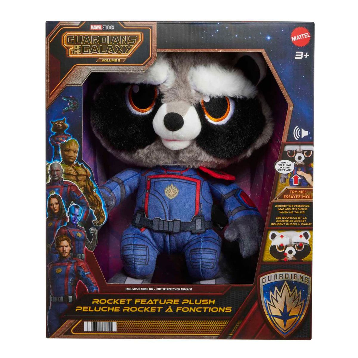 Mattel HPV37 - Marvel - Guardians of the Galaxy - Waschb&auml;r Rocket mit Sound 