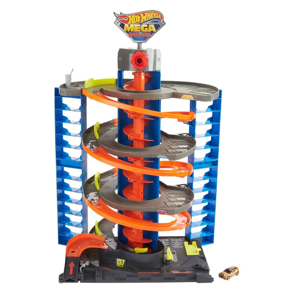 Mattel HFH03 - Hot Wheels - City - Power-Parkgarage Spielset inkl. 1 Fahrzeug 