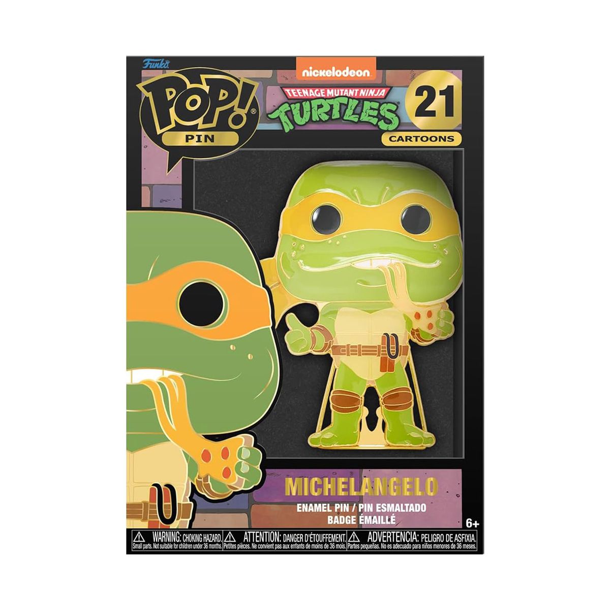Funko TMNTPP0003 - POP! - Teenage Mutant Ninja Turtles - Michelangelo, Ansteck-Nadel, Nr. 21 