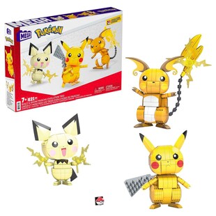 Mattel GYH06 - Mega - Pokèmon - Trio (Pichu, Pikachu, Raichu) 