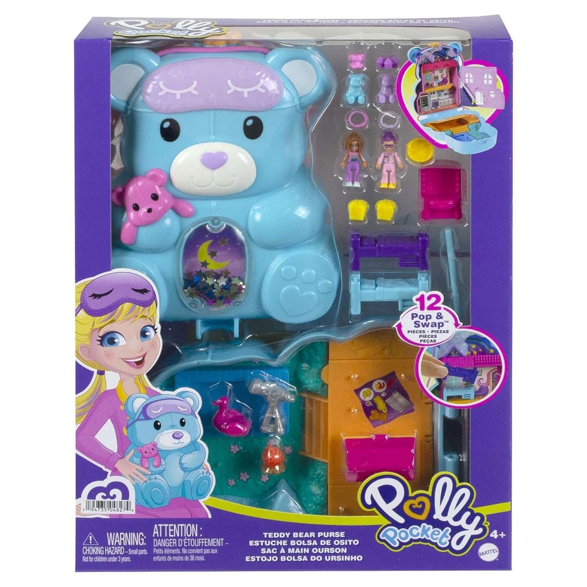 Mattel HGC39 - Polly Pocket - Teddyb&auml;r Handtaschen-Spielset 