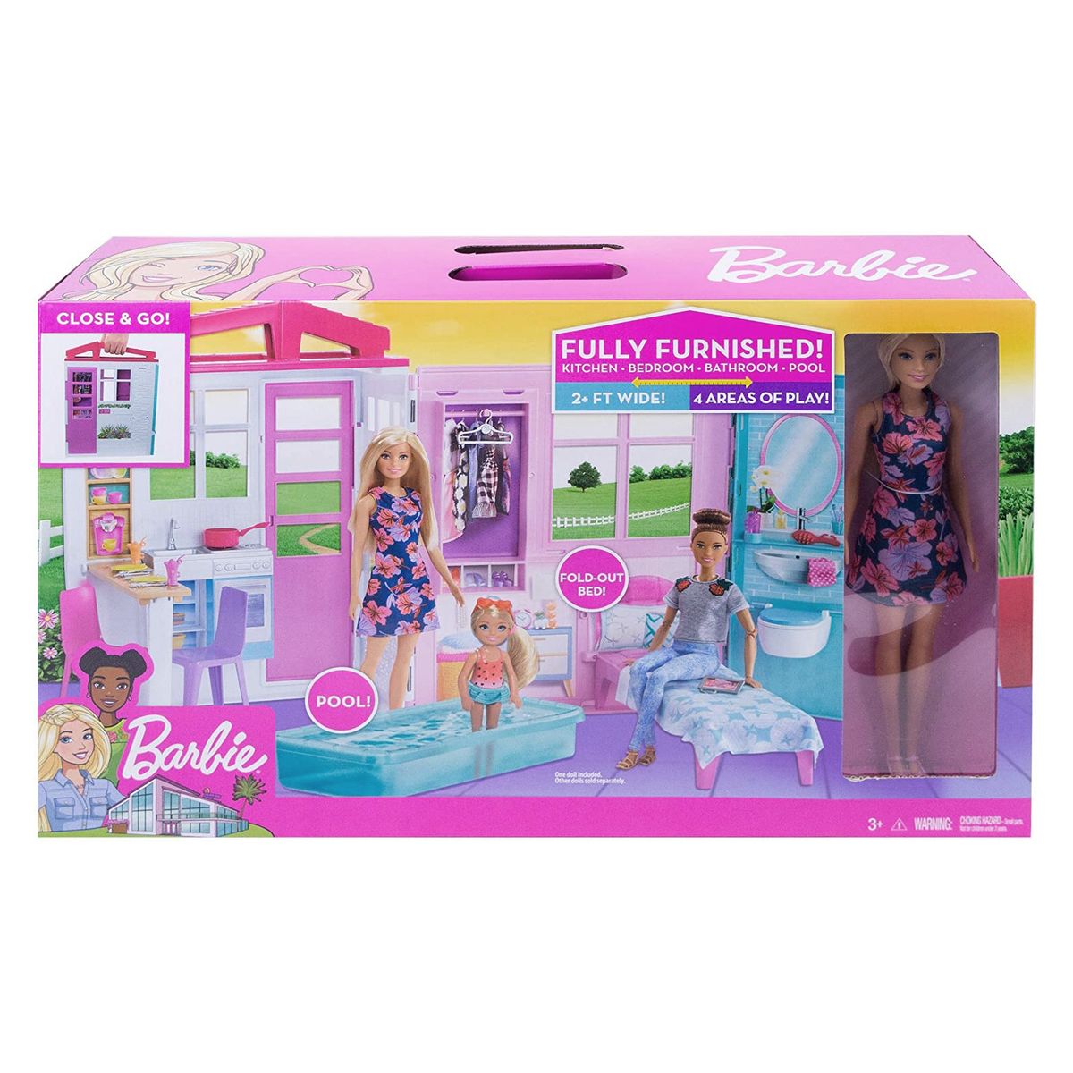 Mattel GWY84 - Barbie - Ferienhaus, Puppe mit M&ouml;bel und Zubeh&ouml;r 