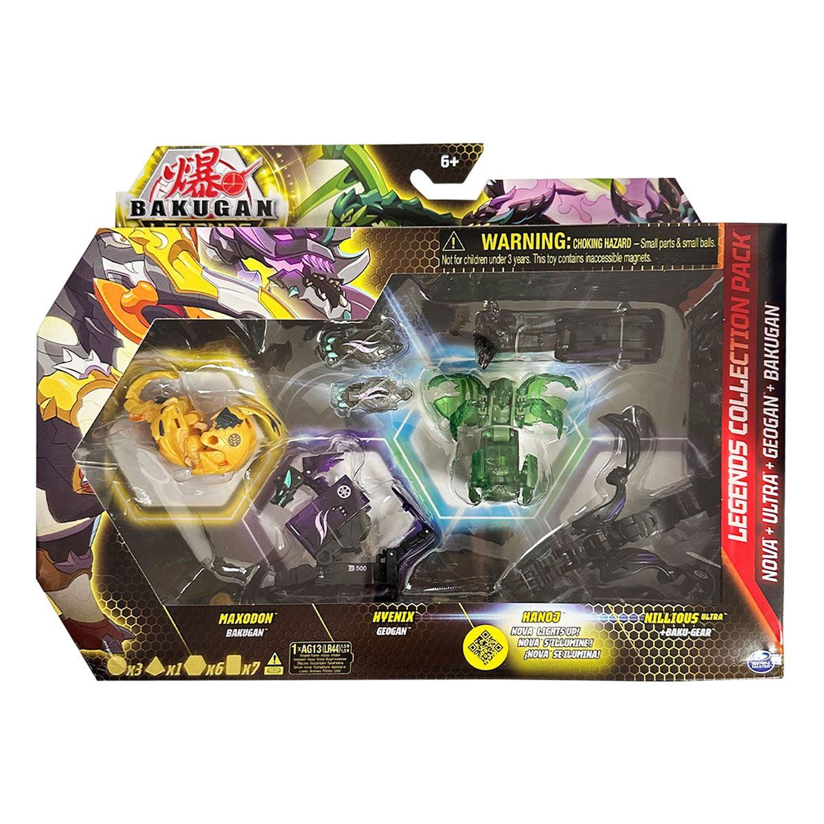 Spin Master 6065913 (20140073) - Bakugan Legends - Legends Collection Pack - Maxodon, Hyenix, Hanoj & Nillious Ultra 