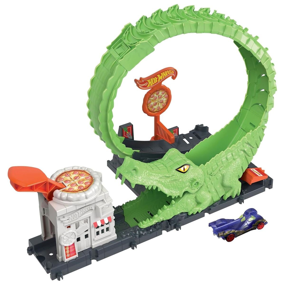HKX39 - Hot Wheels - City - Aligatorangriff Looping - Spielset mit einem Fahrtzeug, Rennbahn mit Looping